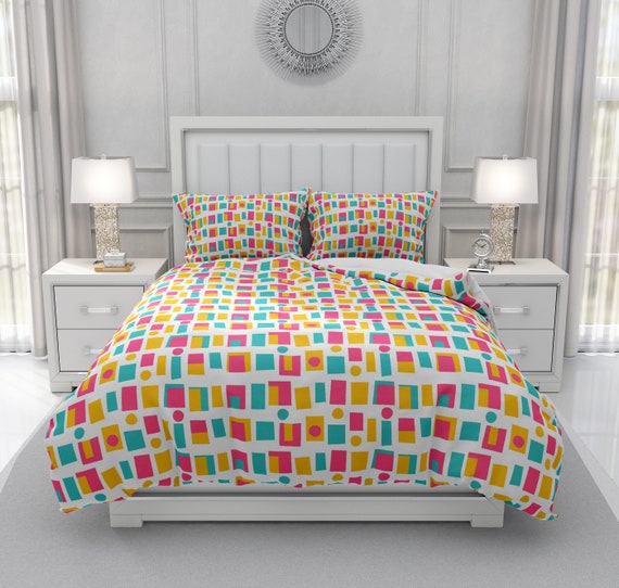 Retro Comforter Mid Century Modern Bedding Mod Duvet Cover Etsy