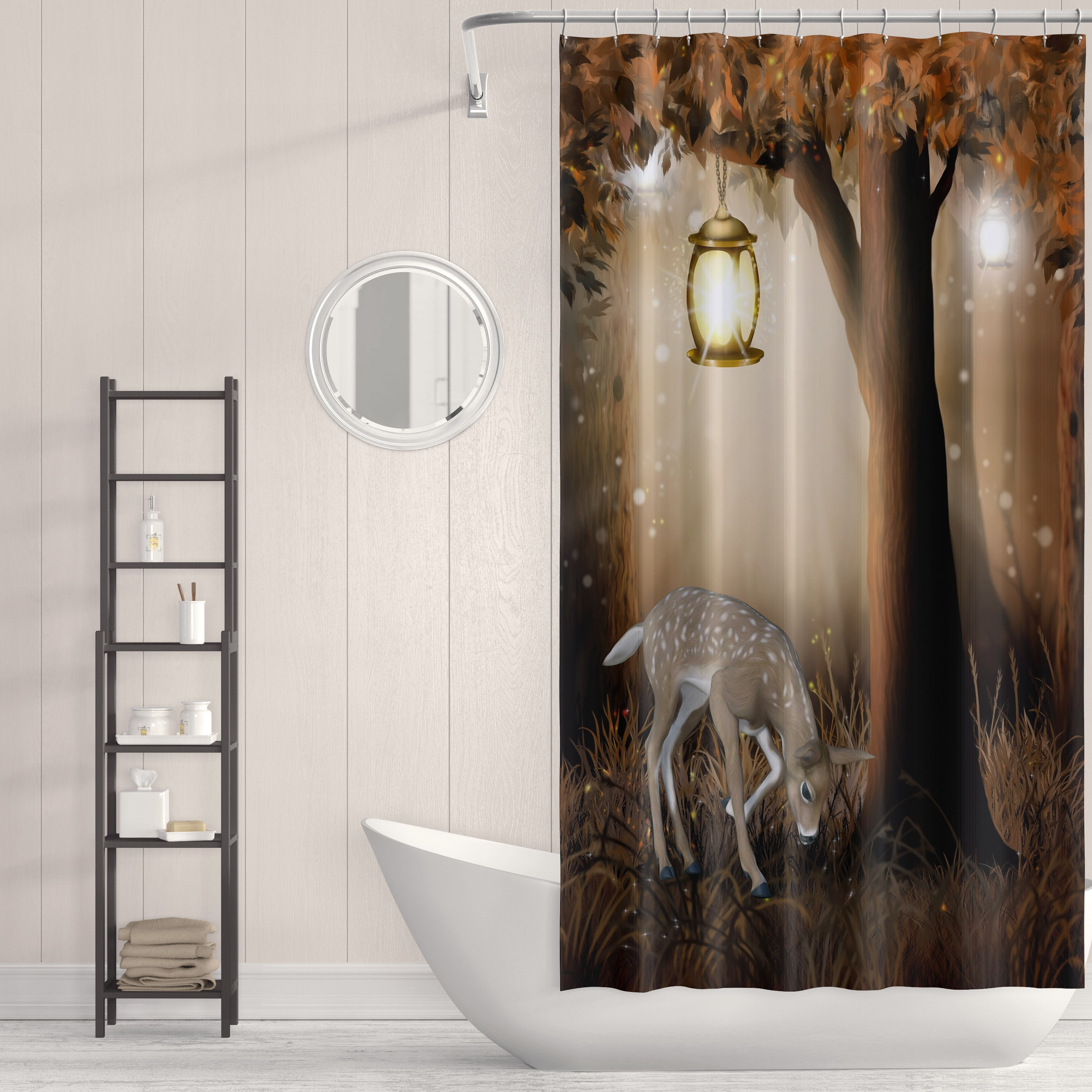 Woodland Deer Shower Curtain Etsy
