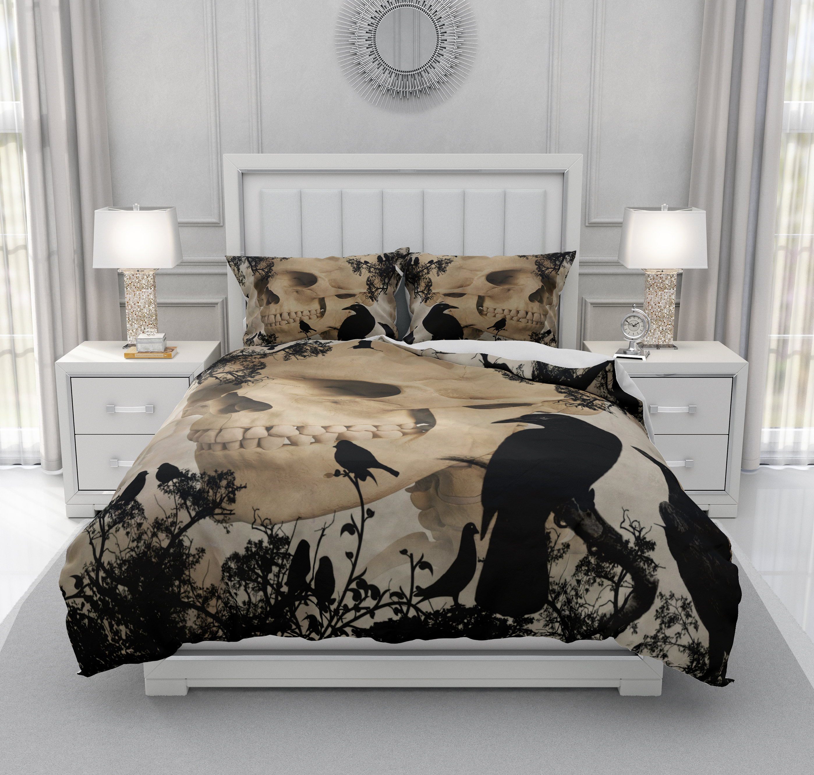 Gothic Skull Bedding | Duvet Cover Set, Skull Bedding ...