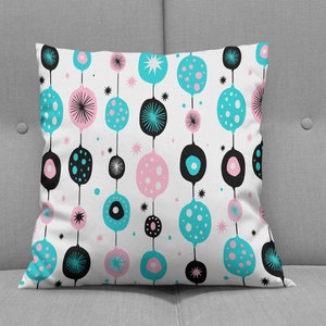 Pink and Black Atomic Throw Pillow