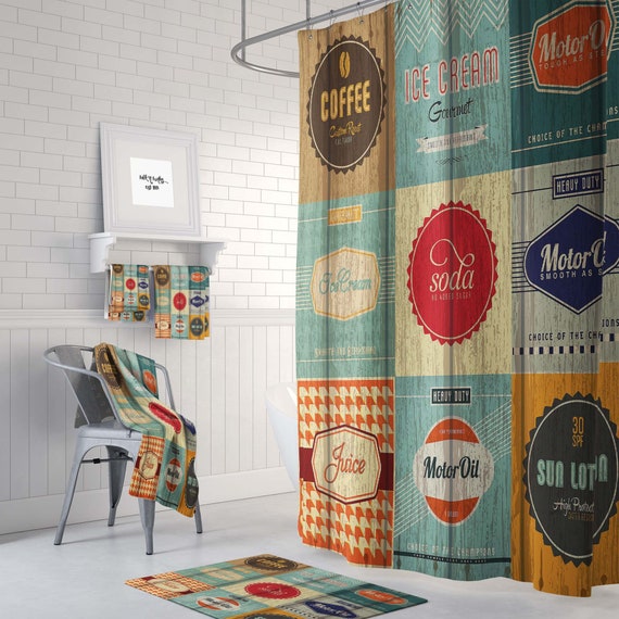 Vintage Inspired Advertising Shower Curtain Weathered Wood Etsy