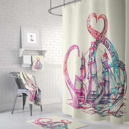 Hippie Faux Tie Dye Shower Curtain Optional Bath Mat Bathroom Etsy