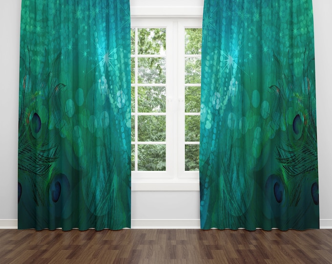 Soft Peacock Window Curtains