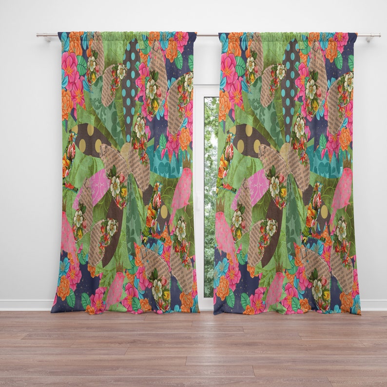 Boho Maximalist Window Curtains Retro Blackout Curtains or Etsy