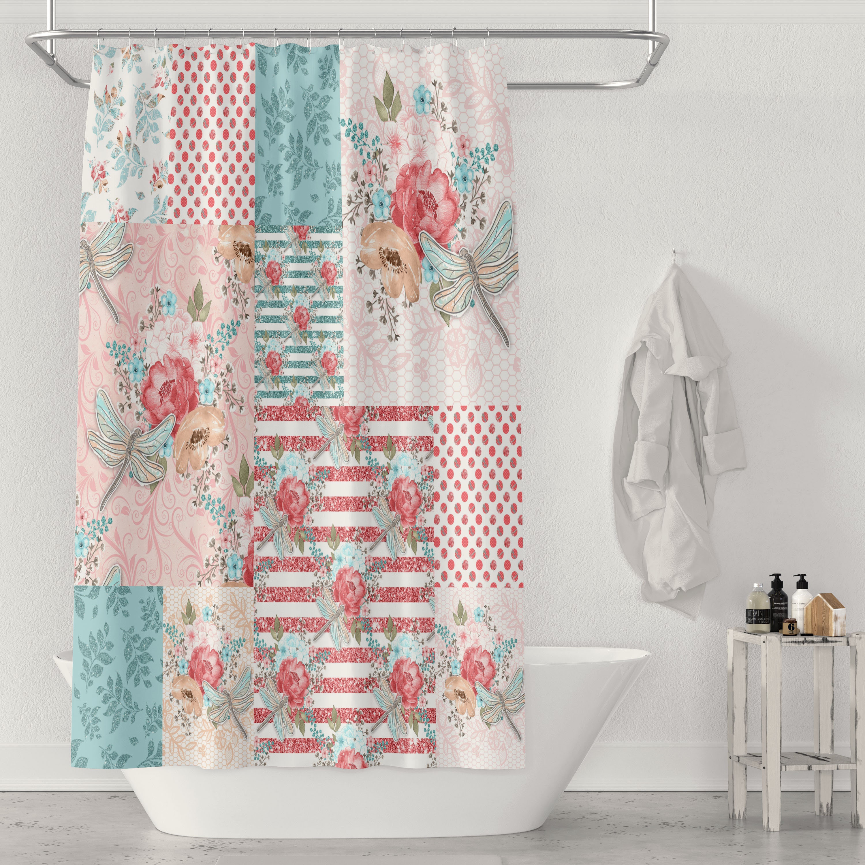 Darling Dragonfly Butterfly Shower Curtain Optional Bath