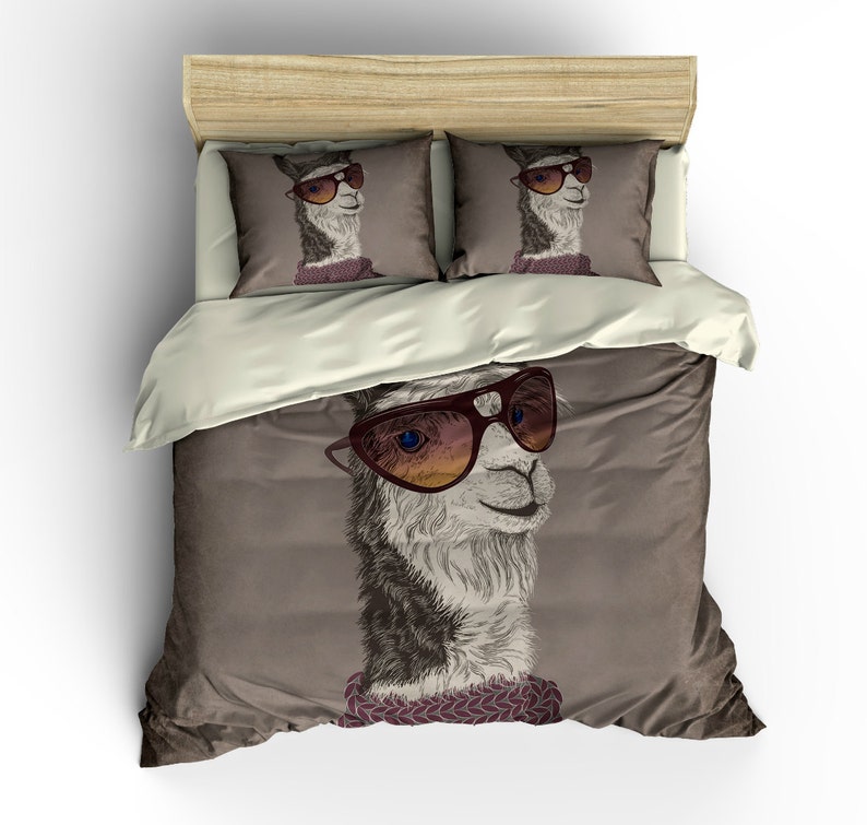 Hipster Llama Bedding Set Comforter Or Duvet Cover With Etsy