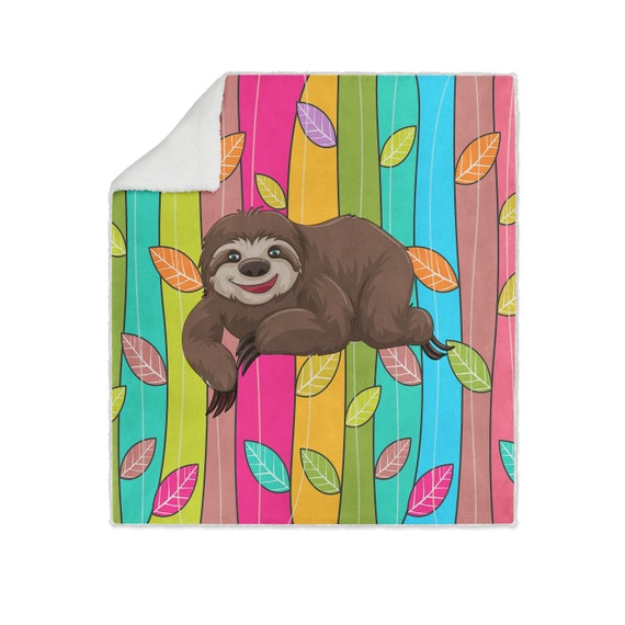 Colorful Sloth Blanket Etsy Canada