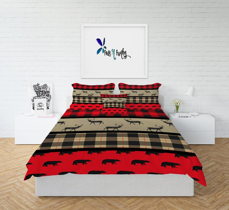 Rustic Bedding Lumberjack Plaid Woodland Animals Comforter Image 0