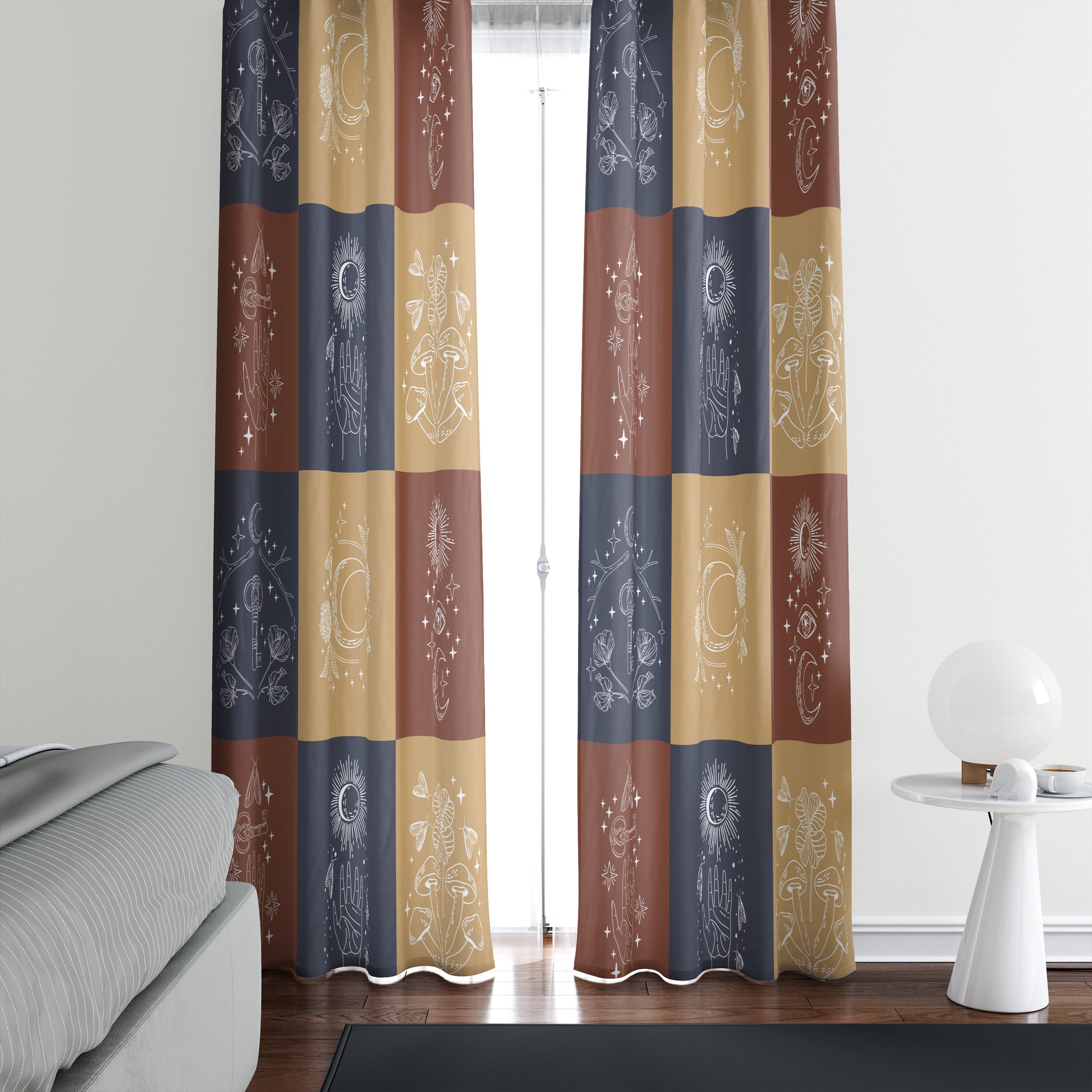 Mystical Zen Window Curtains Options Sheer Semi Sheer Lined Etsy