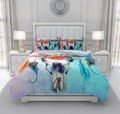 Pastel Bull Skull Bedding Comforter, Duvet Cover, Pillow Shams