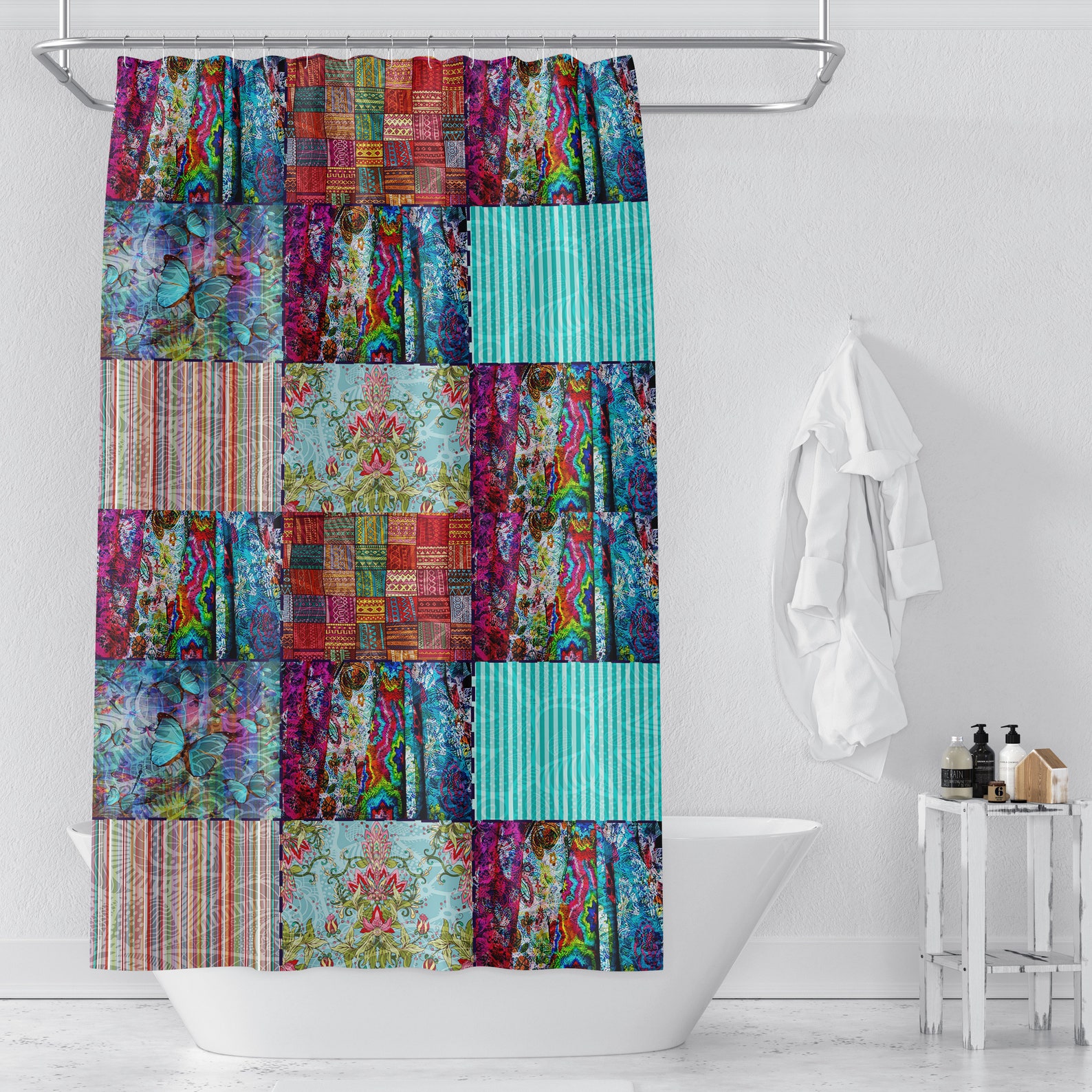 Boho Chic Shower Curtain Optional Bath Mat Bathroom Set Gypsy Etsy