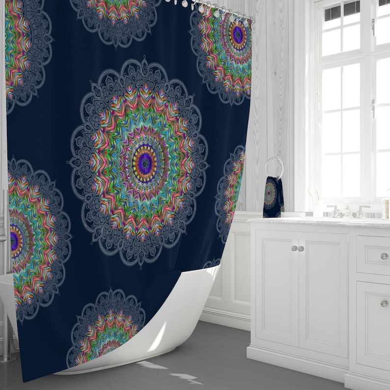 Blue Hippie Mandala Shower Curtain Etsy