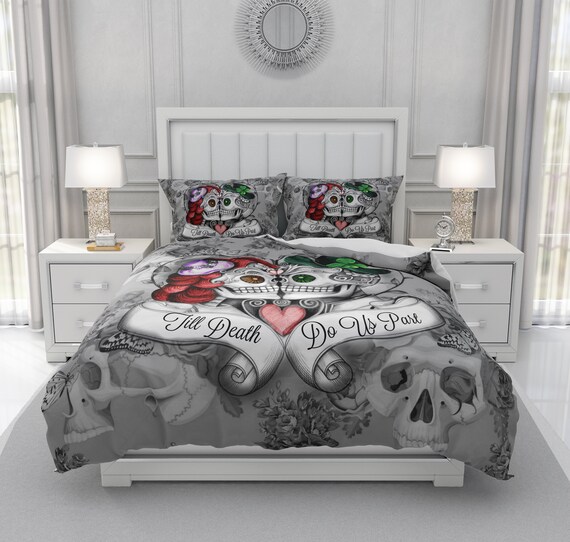 Bedding Sugar Skull Comforter Set Or Duvet Cover Till Etsy