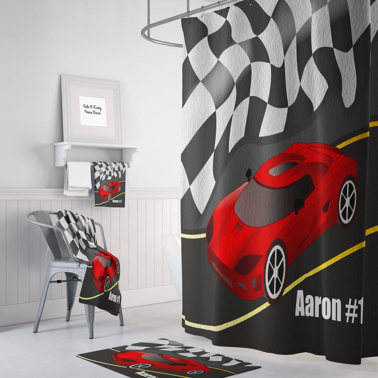 Personalized Race Car Shower Curtain Etsy