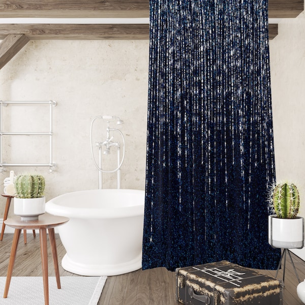 Navy Shower Curtain Etsy