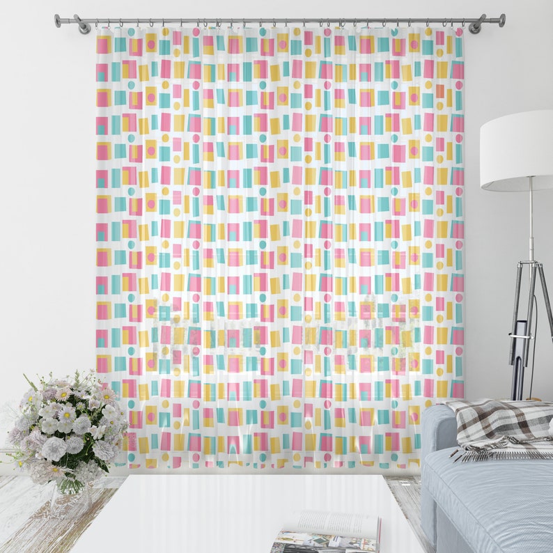 Retro Window Curtains Mid Century Modern Design Mod Curtain - Etsy