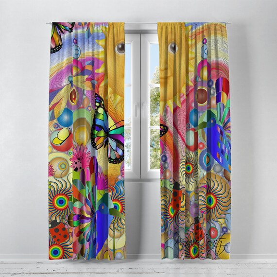 Boho Chic Window Curtains Hippie Sunshine Etsy