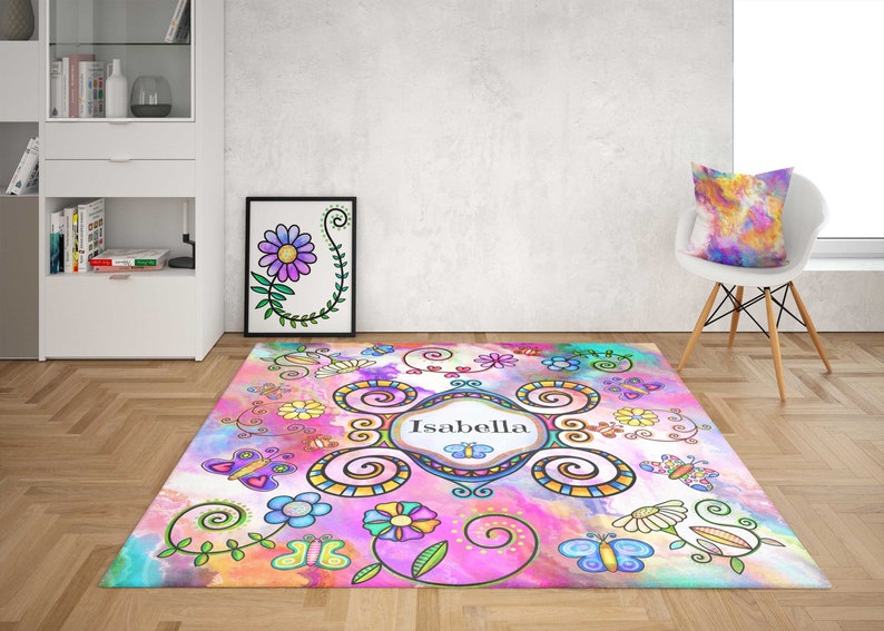 Personalized Hippie Boho Rug Throw Rug Tie Dye Design 4 Sizes Area Rug