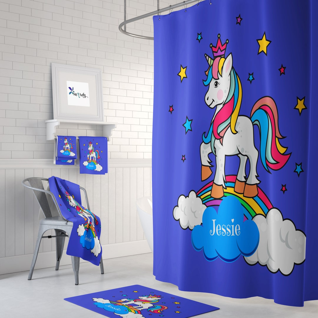 Personalized Unicorn Shower Curtain Etsy