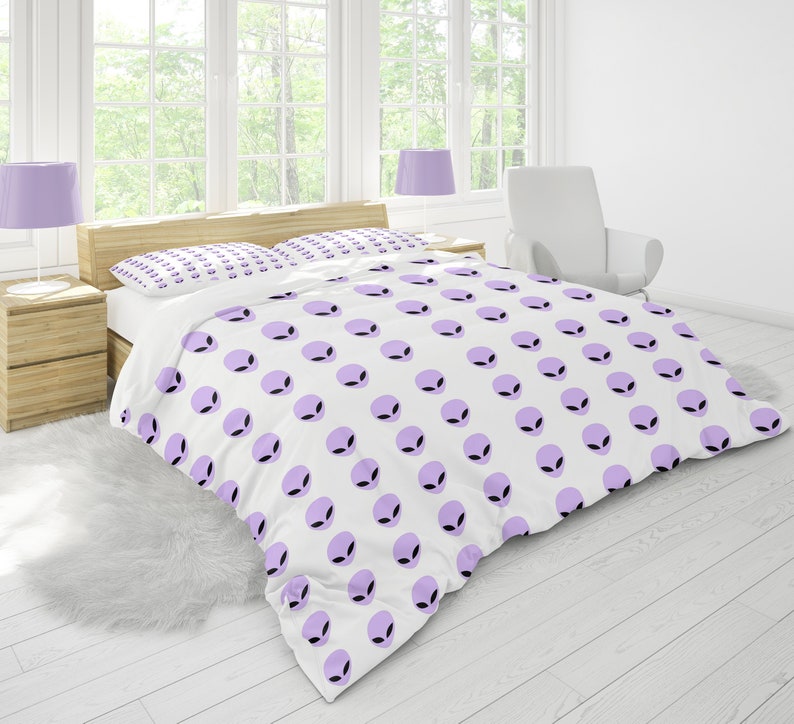 Bedding Alien Purple And White Duvet Cover Or Comforter Twin Full Queen King