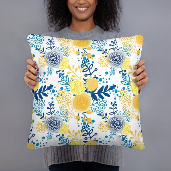 Blue and Yellow Pillow Etsy