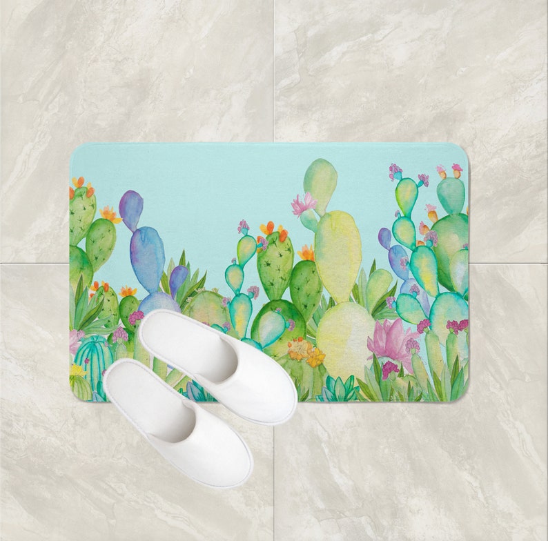 Cactus Shower Curtain Cactus Bath Mat Cactus Bathroom - Etsy