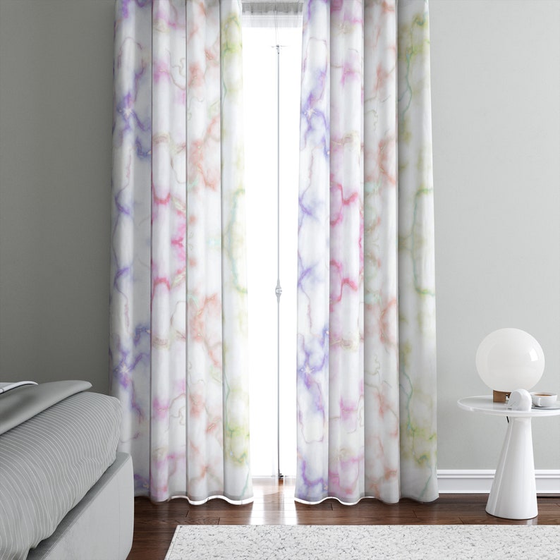 Pastel Marble Window Curtains Blackout or Sheer Window Etsy
