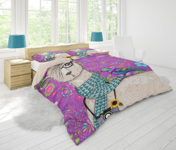 Purple Hipster Llama Bedding Duvet Cover Or Comforter Twin Etsy