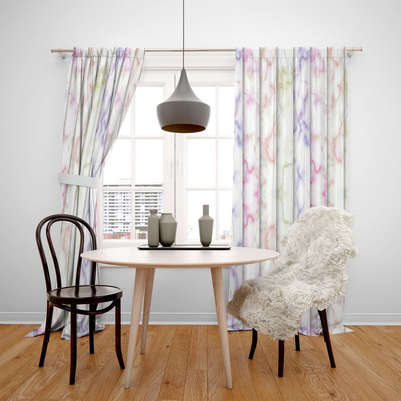 Pastel Marble Window Curtains Blackout or Sheer Window Etsy