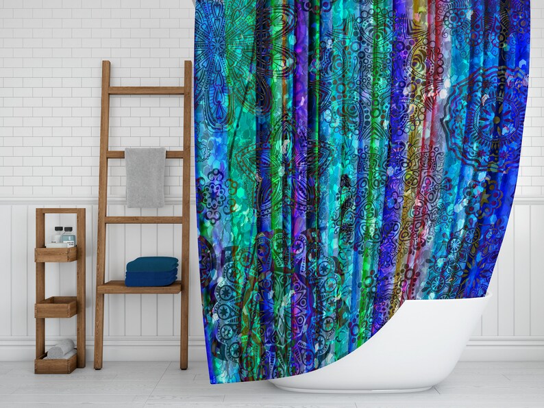 Boho Chic Shower Curtain Gypsy Blue Optional Etsy