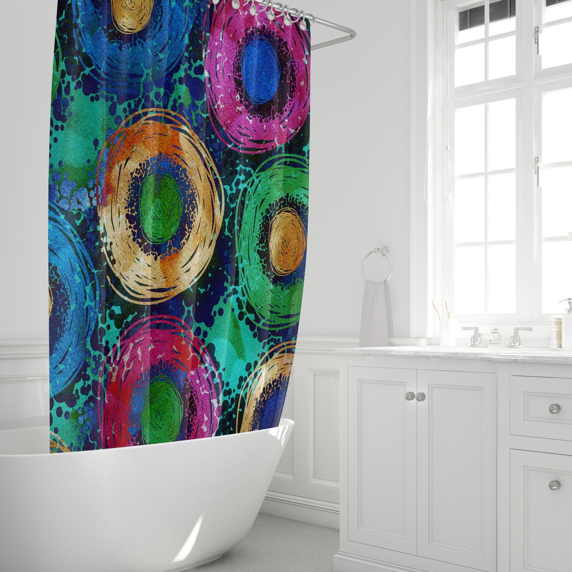 Hippie Vibe Shower Curtain Boho Bathroom Decor Etsy