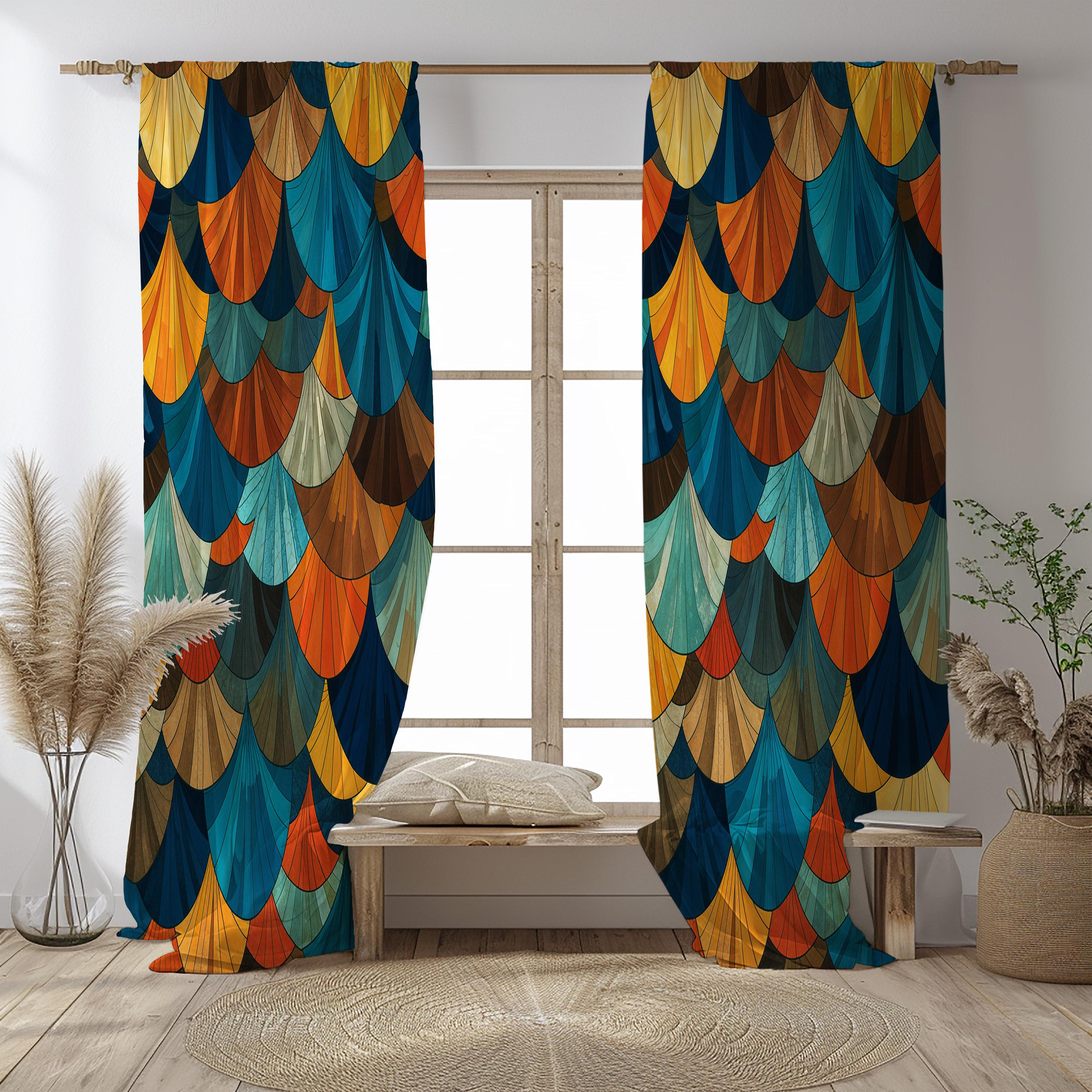 Jewel Tone Abstract Pattern Window Curtains Many Options