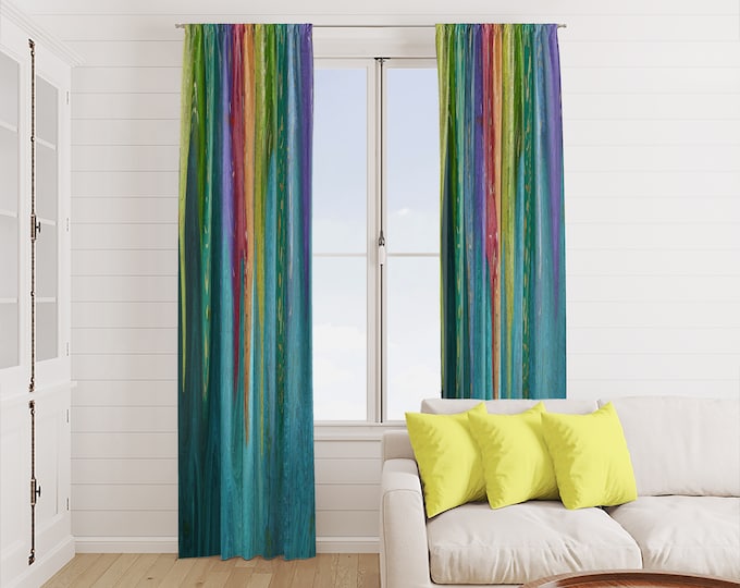 Dripping Paint Boho Window Curtains