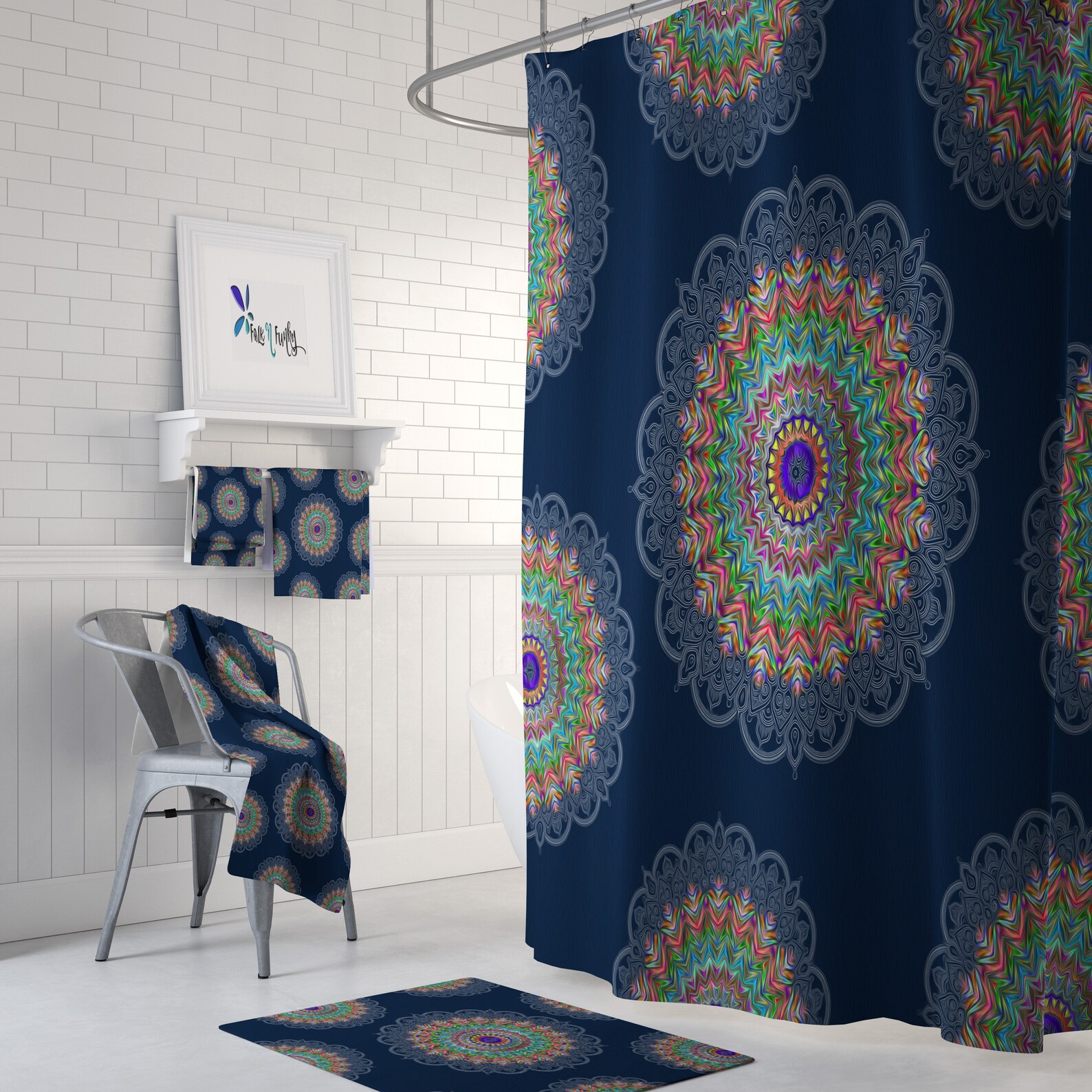Blue Hippie Mandala Shower Curtain Etsy