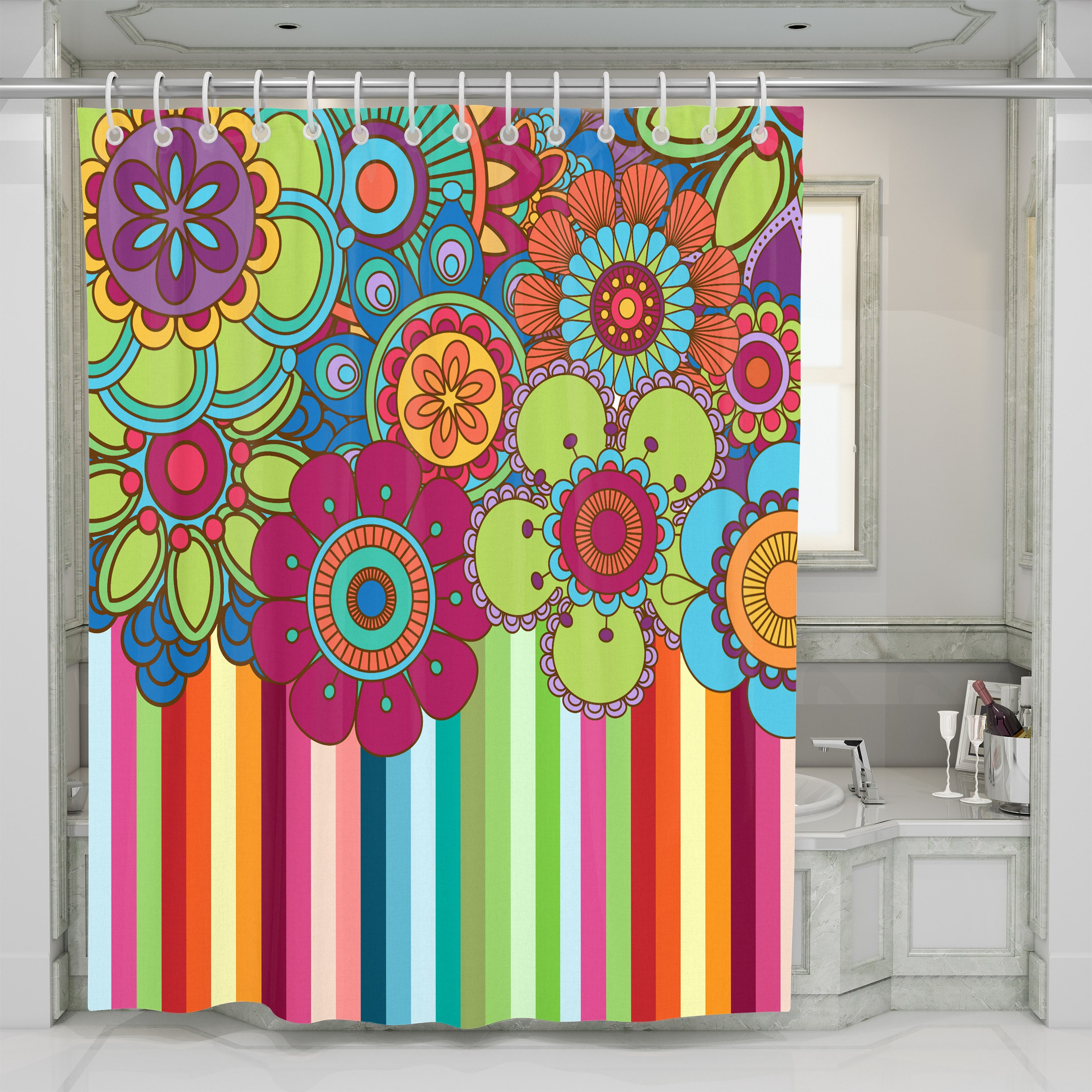 Hippie Wildflower Shower Curtain Etsy