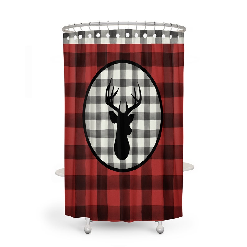 Rustic Deer Shower Curtain Optional Bathroom Set Buffalo Etsy