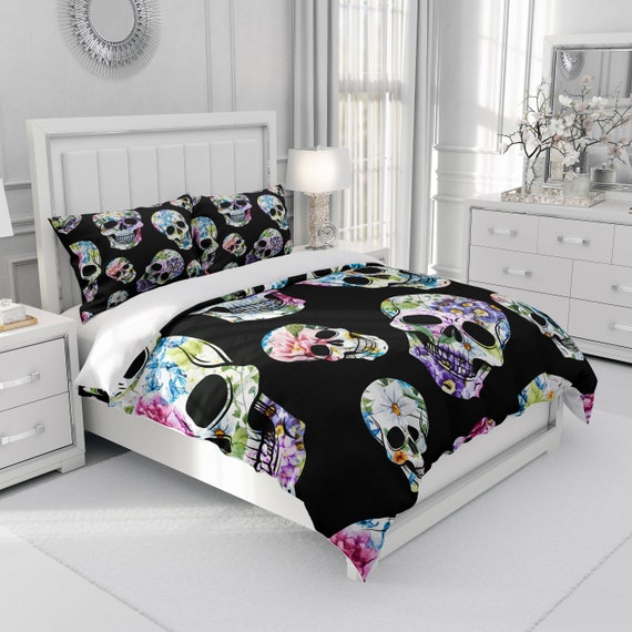 Sugar Skull Bedding Comforter Set Duvet Cover Floral Etsy