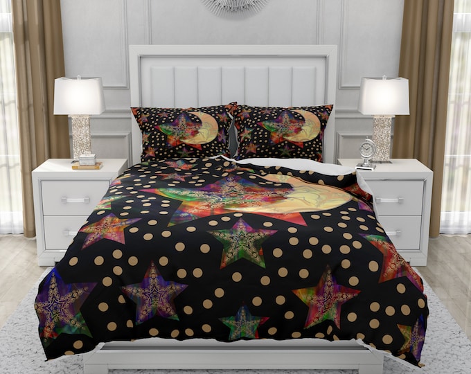 Celestial Boho Comforter, Duvet Cover, Pillow Shams