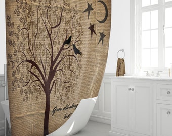 Primitive Shower Curtain,  Grow Old With Me