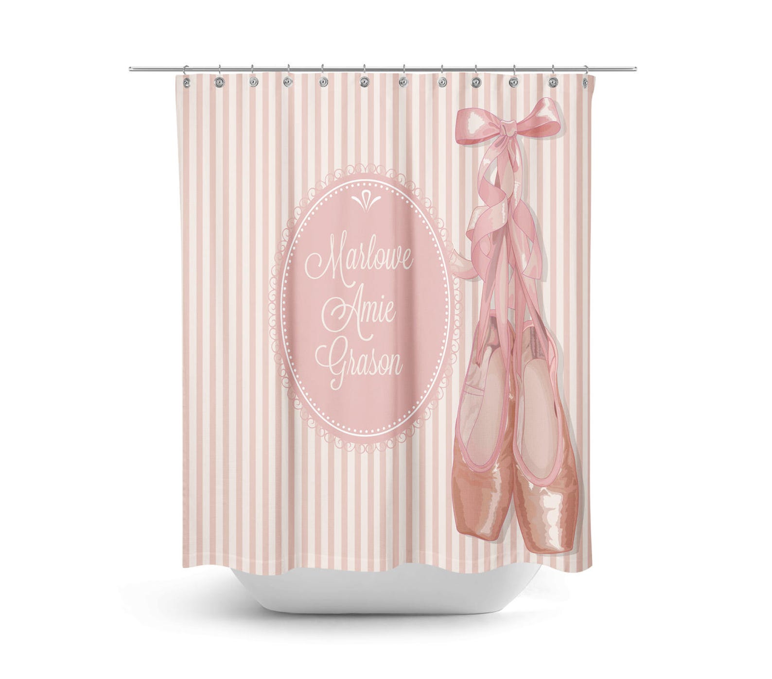 personalized ballet theme shower curtain optional bath mat/towels set