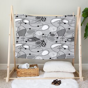 Gray Midcentury Atomic Blanket