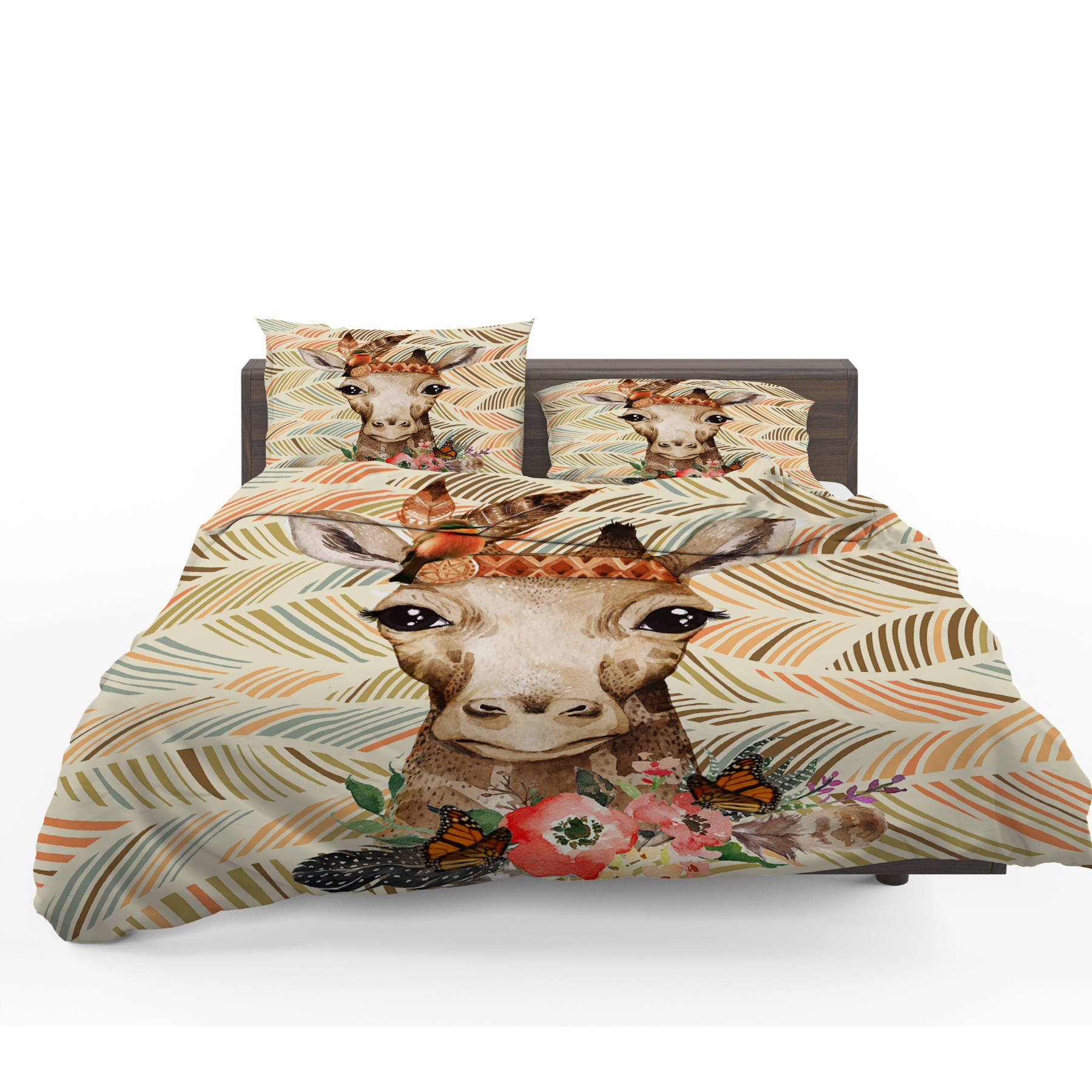 Boho Giraffe Bedding , Duvet Cover or Comforter, Twin Full ...