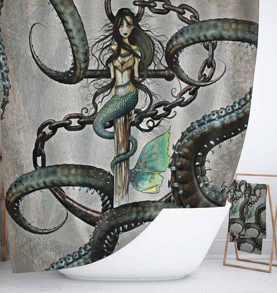 Mermaid And Octopus Shower Curtain Etsy