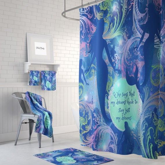 Mermaid Shower Curtain Mermaid Bathroom Decor Etsy