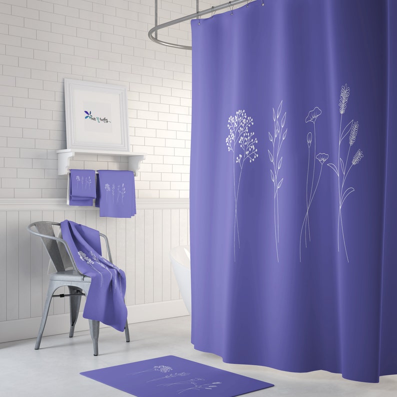 Peri Floral Shower Curtain Bath Mat Towel Options image 1
