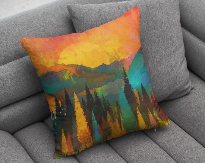 Forest Landscape Pattern Throw Pillow