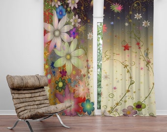 Free Falling Floral Window Curtains