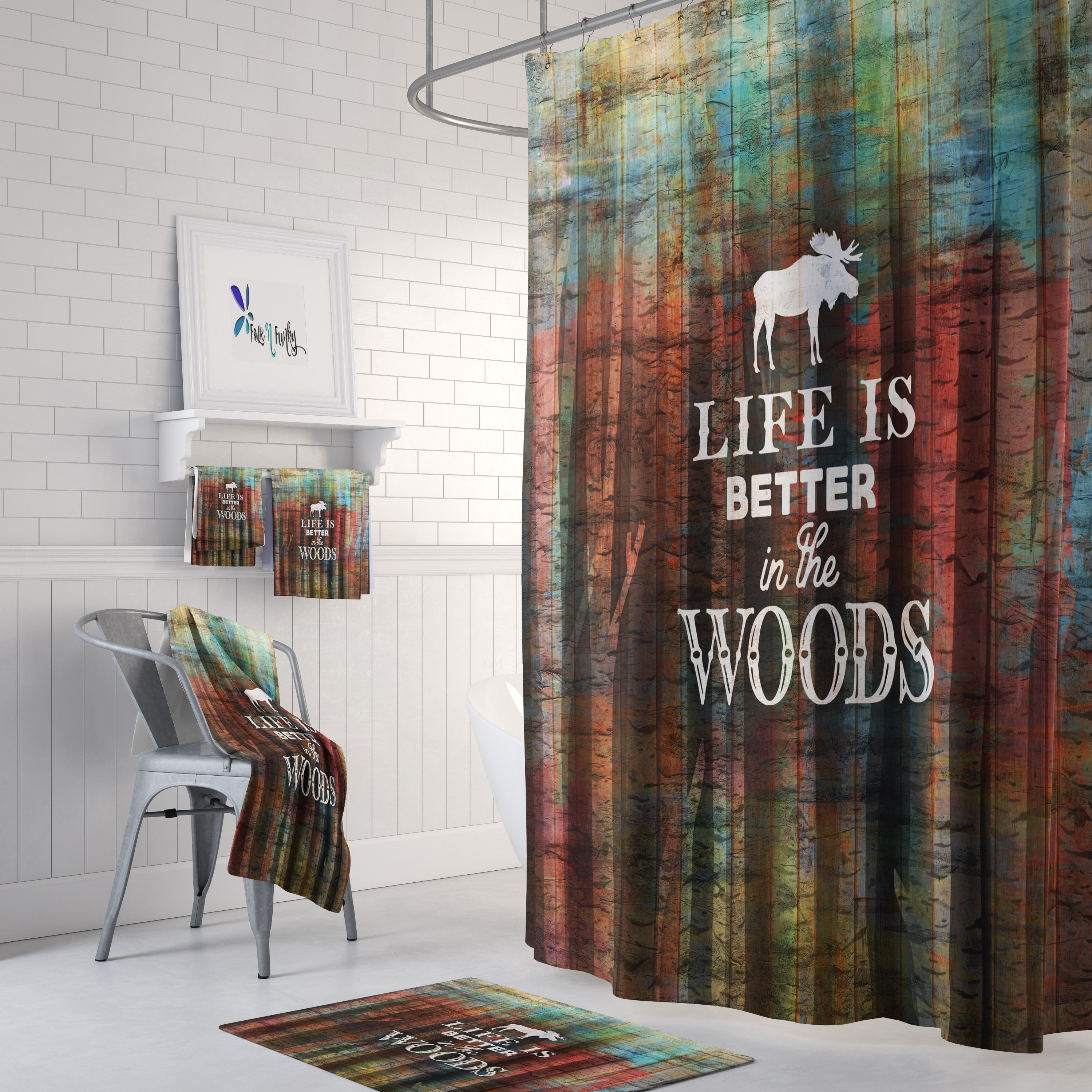 Rustic Lodge Shower Curtain Optional Bathroom Set Moose Etsy