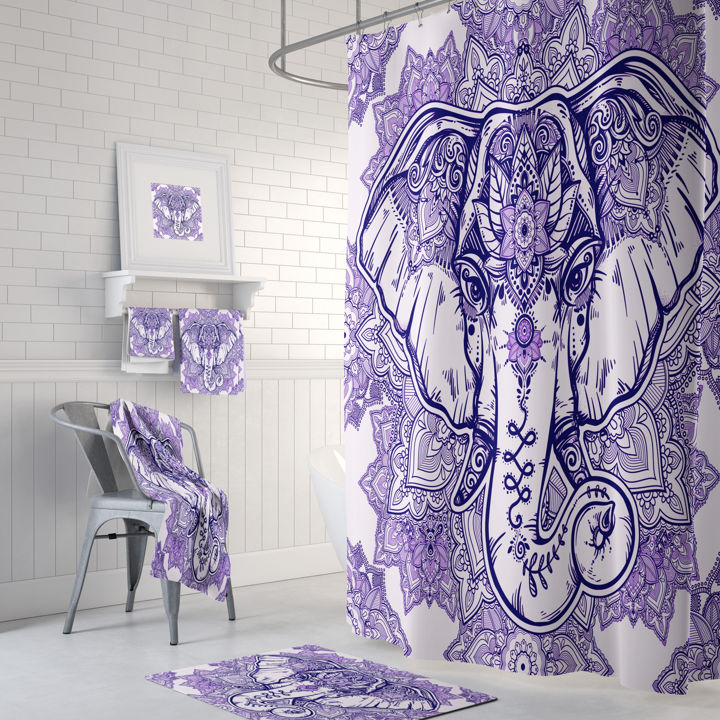 Boho-Chic-Elephant-Shower-Curtain