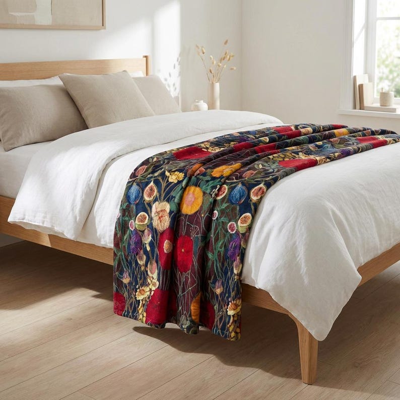 Floral Sherpa Fleece Blanket Klimt Inspired Bild 2